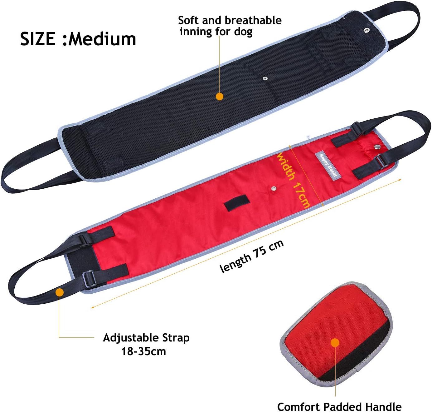 Louvra Dog Lift Support Harness with Adjustable Handle Soft Small Dog Sling Harness for Old Dog Back Legs Pet Rehabilitation Easy Walking and Up Down Stairs(Red,Small) - Image 5