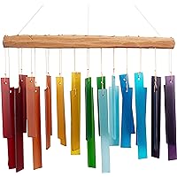 Blue Handworks Carillon A Vento Artigianale Caraibbean - Vetro Sabbia E Legno Di Recupero, Suono Delicato Per Giardino E Interni