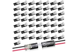 CANIPHA 50Pcs Double-Wire Plug-in Connector Led Light Strip Connectors 2 Pin, Led Strip Lights Connectors Low Voltage Wire Connector with Locking Buckle, Fast Connect Plugs Led Connectors for Strip Lights