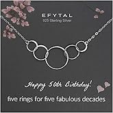 EFYTAL 50th Birthday Gifts for Her, Classy Sterling Silver 5 Circle Necklace, Clever 1975 50th Birthday Gifts for Women, 50 and fabulous