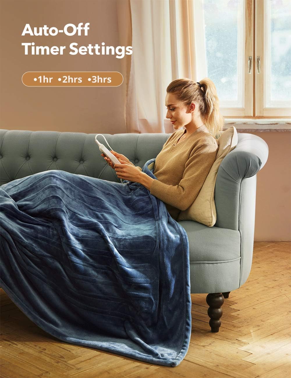 Vipex Heated Blanket, Flannel Electric Heated Blanket Throw with 10 Heating Levels & Auto-Off Timer Settings, ETL Certified & Full-Body Fast Heating, Machine Washable, 50" x 60",: Kitchen & Dining