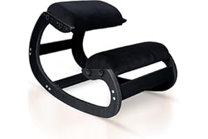 Ecordesk Ergonomic Kneeling Chair, Adjustable Seat - Office Chair for Desk, Posture Corrector, Premium Comfort Cushion, Wooden Rocking Knee Chair (Black Frame)