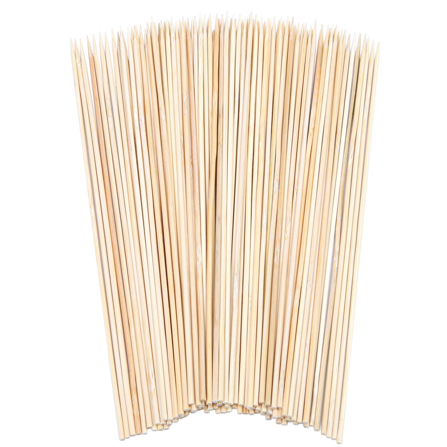 Aneco 30 cm/12 inches Bamboo Skewers Natural Wooden Skewers Sticks for BBQ, Cocktail, Shish Kabobs, Party Essentials, 100 Pieces