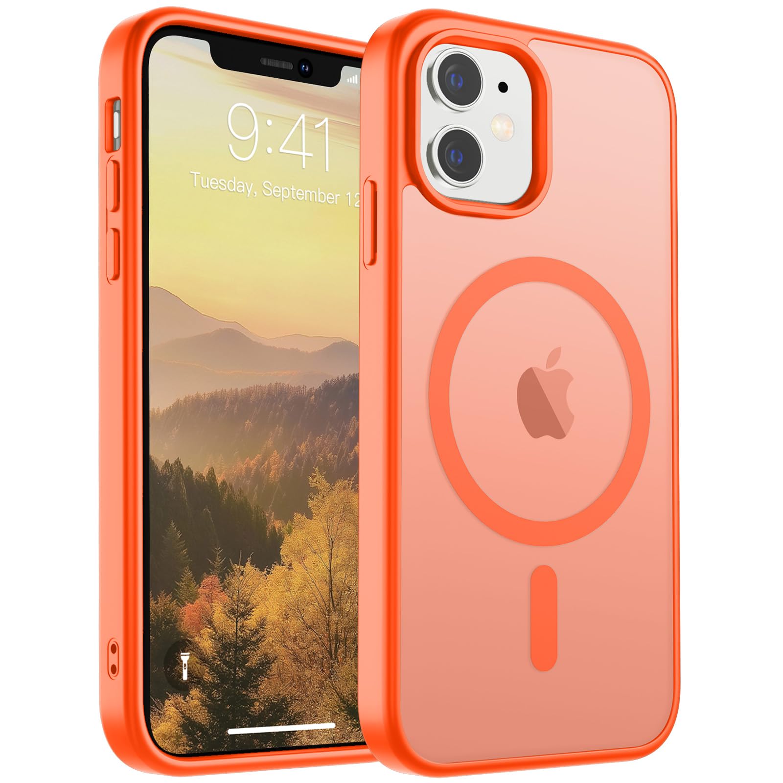 Photo 1 of SUPFINE Magnetic for iPhone 11 Case(Compatible with Mag Safe)(Military Grade Drop Protection) Slim Translucent Matte Shockproof with Anti-Fingerprint Phone Case, Orange