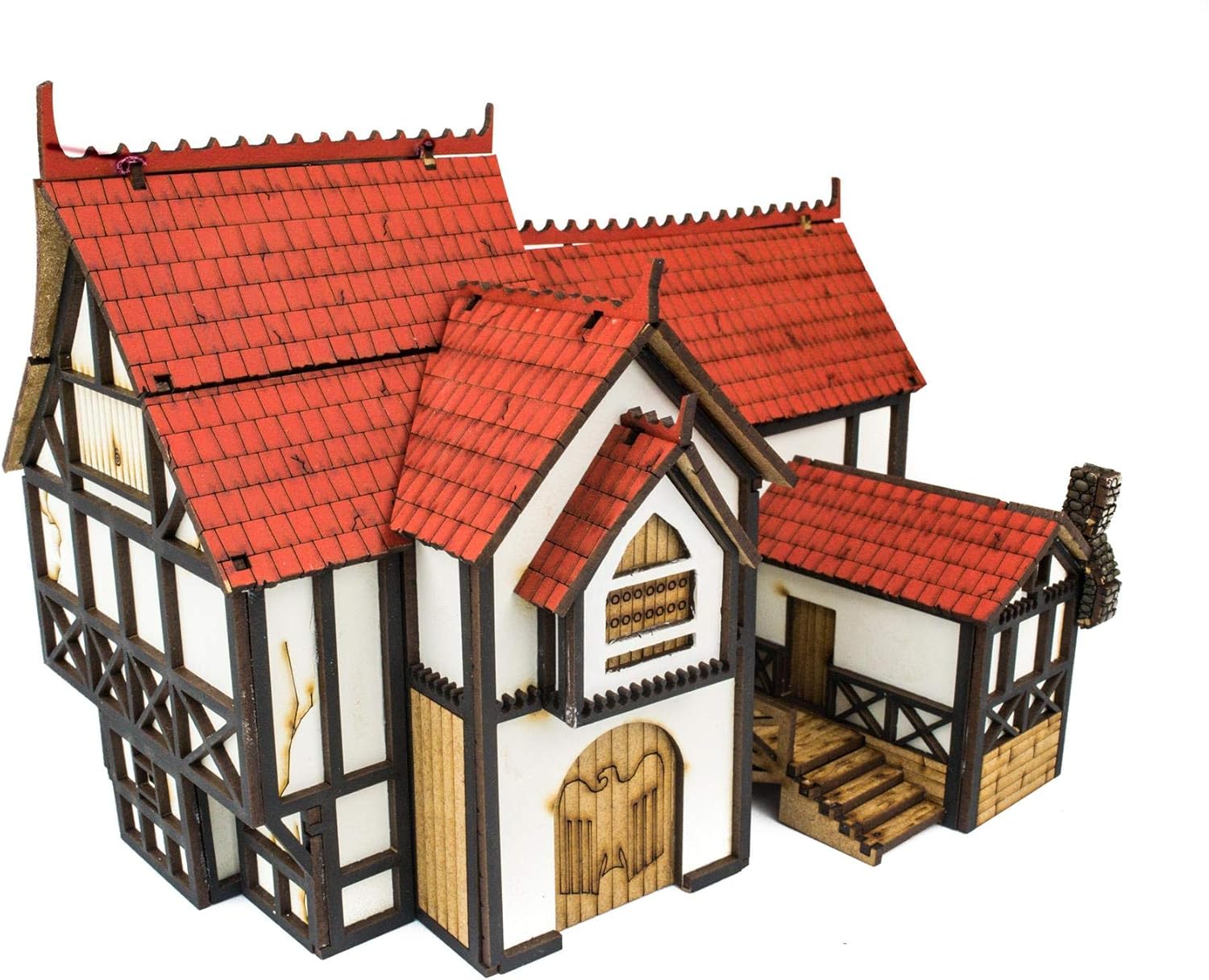 Amazon Com War World Gaming Medieval Town Manor House Painted Unpainted 28mm Fantasy Wargame Terrain Model Diorama Toys Games