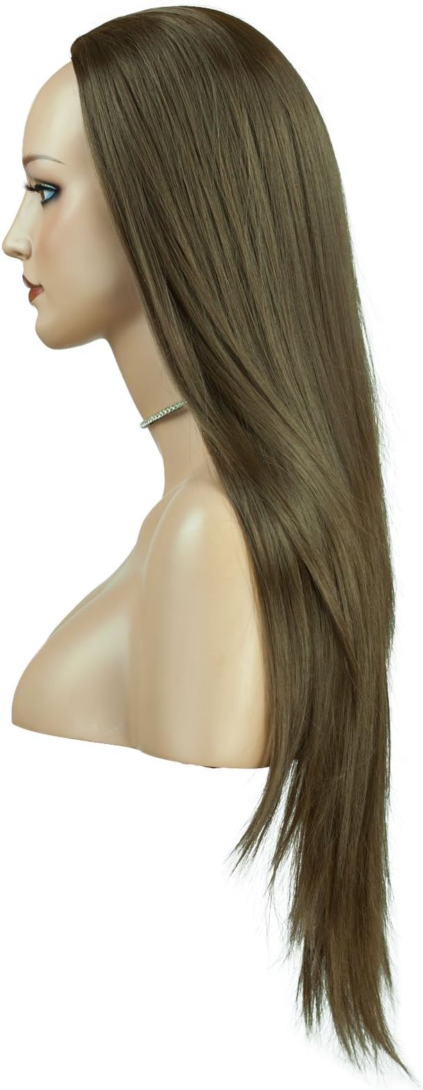 Ladies 3/4 Half Wig - Ash Brown - Straight - 22in / 56cm - 250g - Heat Resistant Hair Piece