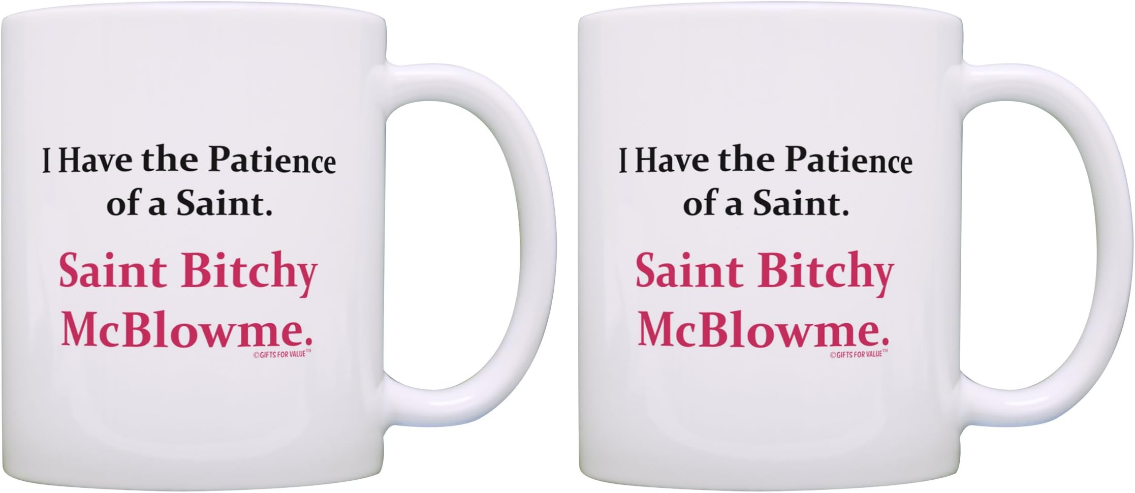 Funny Mugs for Women I Have Patience of a Saint Rude Coworker 2 Pack Gift Coffee Mugs Tea Cups White