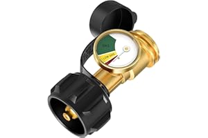 NUPICK Propane Tank Gauge, Propane Tank Gauge Level Indicator with QCC1/Type 1 Connector for 5-40lb Propane Tank, Propane Pressure Gauge with Leak Detector Suitable for BBQ Gas Grill, Heater, Fire Pit