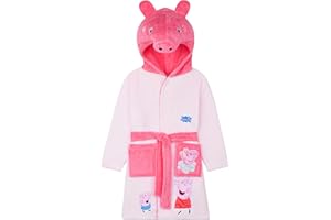 Peppa Pig Dressing Gown for Toddlers & Girls, Soft Fleece Hooded Bathrobe with Belt, Warm Loungewear Robe, Gifts for Girls