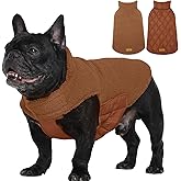 Kuoser Reversible Dog Coat – Warm Fleece & Quilted Waterproof Dog Jacket, Double-Sided Cold Weather Dogs Winter Coat with Harness Hole, Windproof Pet Snow Vest for Small Medium Large Dogs, Brown XS