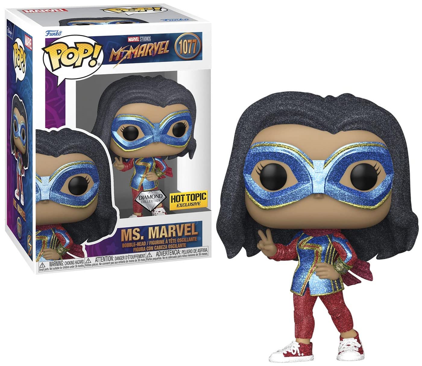 Funko Pop! Marvel: Ms. Marvel - Diamond Collection Hot Topic Exclusive Vinyl Bobble-Head - #1077