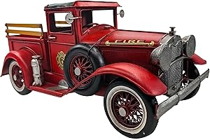 YCHTEWY-Iron Classic Red Truck Pick-up Model Collectible Vehicle Decoration, Metal Truck Christmas Decor ，Unique Blend of Vintage, Rustic, Farmhouse Truck Decor for Table Top Decor. (B)…