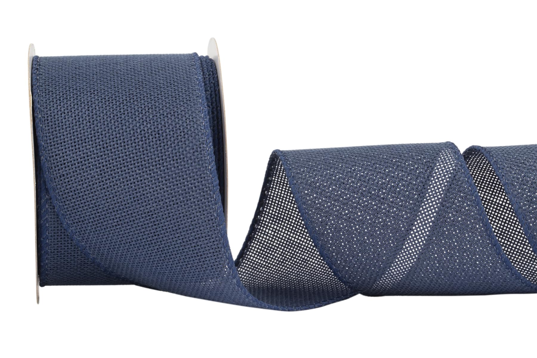 Zofrud Navy Burlap Ribbon - 64mm x 9M | Faux Jute Wired Ribbon for Wreaths, Christmas Decorations, Rustic Weddings, and Large Bow