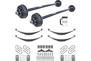 Rockwell American Tandem 7,000 lb Electric Brake Trailer Axle Kit with Double Eye Springs, U-Bolts & Hanger Kit - 14,000 lb Capacity (95" Hubface - 80" Spring Center)