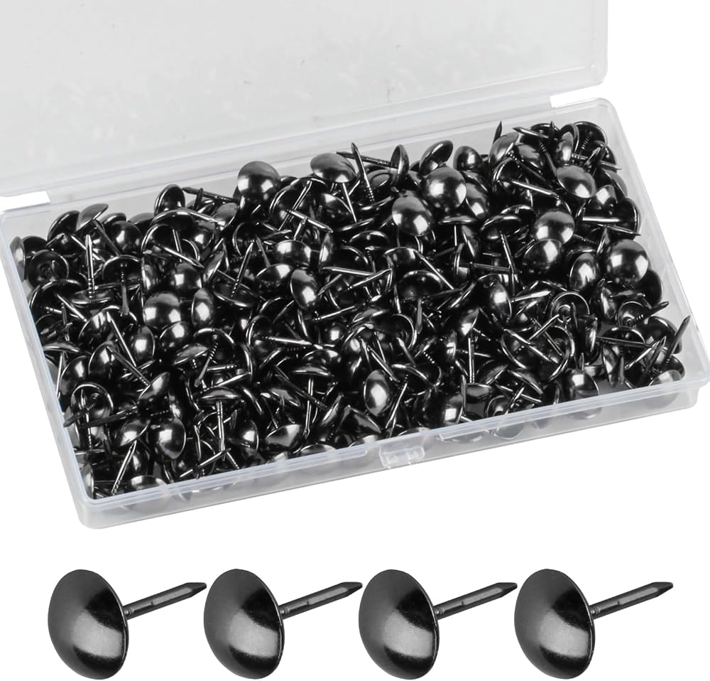 Yibaijia 320Pcs Antique Upholstery Tack Nails 11x17 mm Black DIY Decor