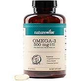NatureWise Omega 3 Fish Oil - 500 mg per Pill - EPA & DHA - Immune Support, Brain Health & Optimal Wellness - Gluten and Soy Free, Non-GMO - 180 Softgels[6-Month Supply]