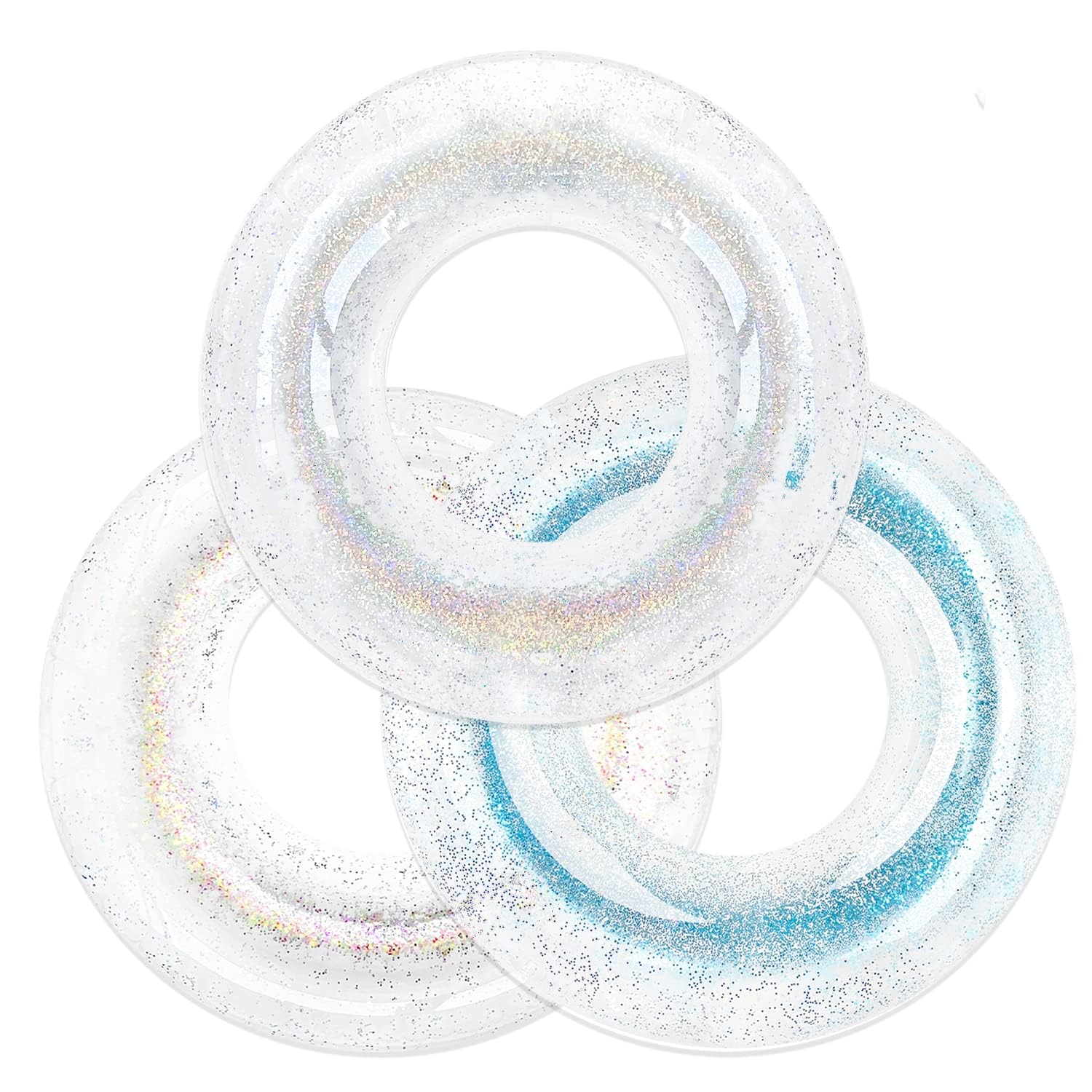 Photo 1 of Polita Pool Float, Pool Floats Kids Summer Glitter Pool Tube with Confetti,Tube Pool Toys Beach Party, Transparent Inflatable Floating Tubes for Adults and Kids (Multicolor+Silver+Blue)
