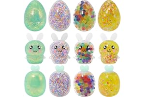 LAHAND 12-Pack Stress Relief Balls, Bunny Soft Stress Relief Ball Toys, Pre-Filled Easter Eggs, Squeeze Toys Anti-Anxiety Stress Relief Toys for Easter Basket Fillers Egg Fillers Party Favors