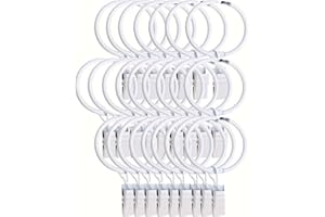 35 Pcs Openable Curtain Clips with Rings White 1.5Inch Strong Metal Decorative Curtain Clip, Rustproof Drapery Open Clip Ring