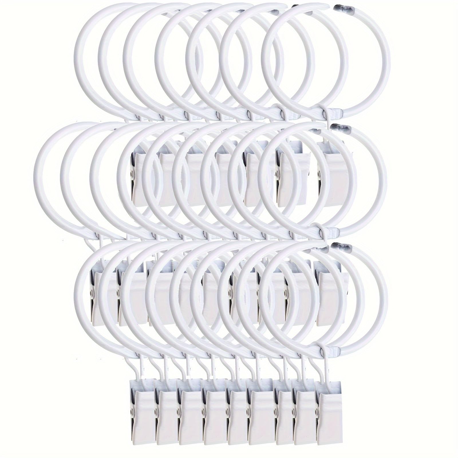 35 Pcs Openable Curtain Clips with Rings White 2Inch Strong Metal Decorative, Rustproof Drapery Open Clip Rings Curtain Rod Clips Hangers for Bathroom, Living and Guest Room