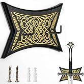Sword Plaque Wall Mount Medieval Sword Holder Katana Swords Diaply Holder Storage for Gothic European Cross Swords Long Sword Cosplay Blade Japanese Katana Samurai Swords (1Pcs Golden Large)