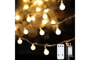 Globe String Lights 59 Ft 100 LED Fairy Lights Plug in with Remote Timer, Connectable Small Frosted Globe Lights for Bedroom 