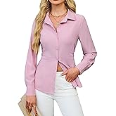 Blooming Jelly Womens Button Down Shirts Business Casual Fall Outfits Long Sleeve Peplum Tops Dressy Work Blouse