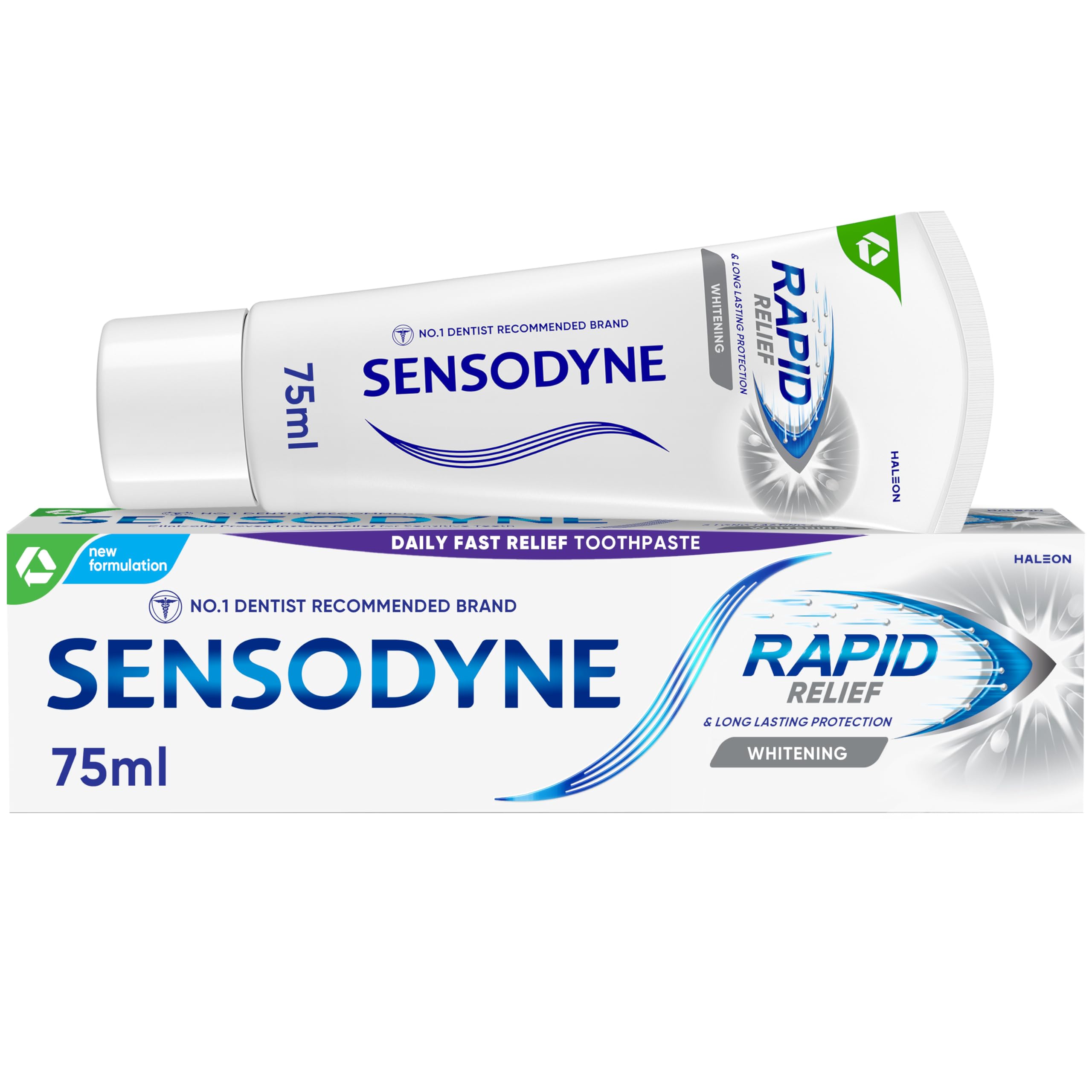 Sensodyne Toothpaste Rapid Relief, Teeth Whitening Toothpaste that Provides Relief from Sensitive Teeth, 75ml