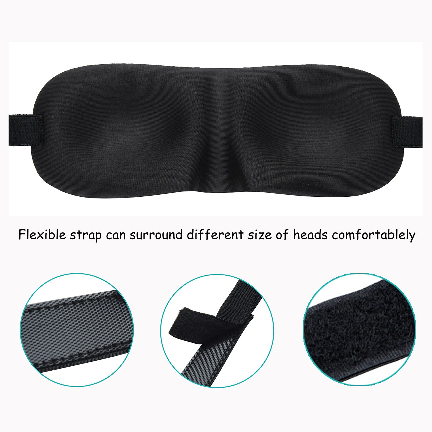 Eye Mask for Sleeping, CHC 3 Pack Sleep Mask with Adjustable Strap 3D Contoured Shape Good Night Eyeshade for Women, Men, Soft Blindfold Great for Travel Naps, Meditation