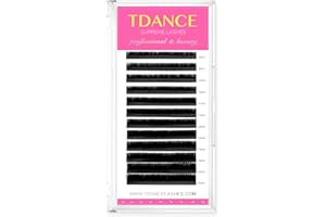 TDANCE Premium CC Curl 0.03mm Thickness Semi Permanent Individual Eyelash Extensions Silk Volume Lashes Professional Salon Use Mixed 8-15mm Length In One Tray (CC-0.03,8-15mm)