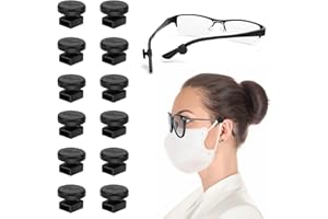 MEETI 6 Pairs Adjustable Eyeglass Hooks for Mask Holders to Protect Ears, Comfort Silicone Ear Saver for Masks Glasses, Relieve Pressure & Mask Ear Pain Strap Extenders, Black