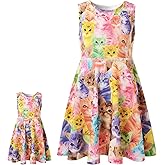 Jxstar Matching Girls & Doll Flower Dresses Sleeveless Summer 18" Dolls Clothes