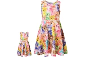 Jxstar Matching Girls & Doll Flower Dresses Sleeveless Summer 18" Dolls Clothes