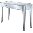 Convenience Concepts Gold Coast Mirrored Desk 42" - Console Table with 2 Drawers for Storage in Living Room, Office, Silver/M