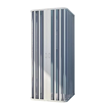 Forte BR131001 Duschkabine, freistehend an 3 Seiten, Reduzierbar, zentrale Öffnung, weiß, 80 – 100 x 80 – 100 x 80 – 100 cm, 