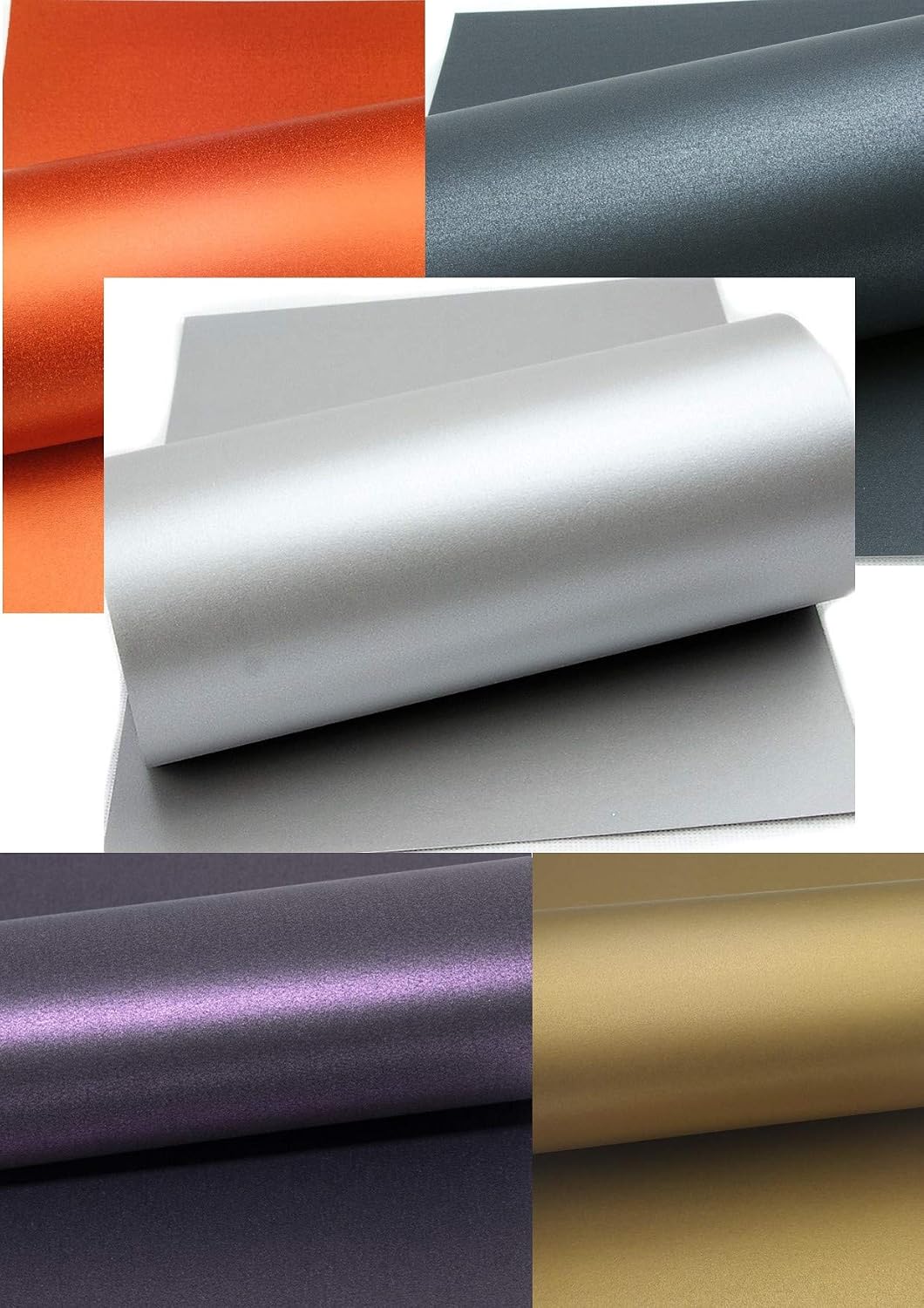 Mufira Pearlescent 300gsm Single Sided A4 Card 10 Pack - Metallic Colours, Orange,Gold,Silver,Black, 210 x 297 millimeters