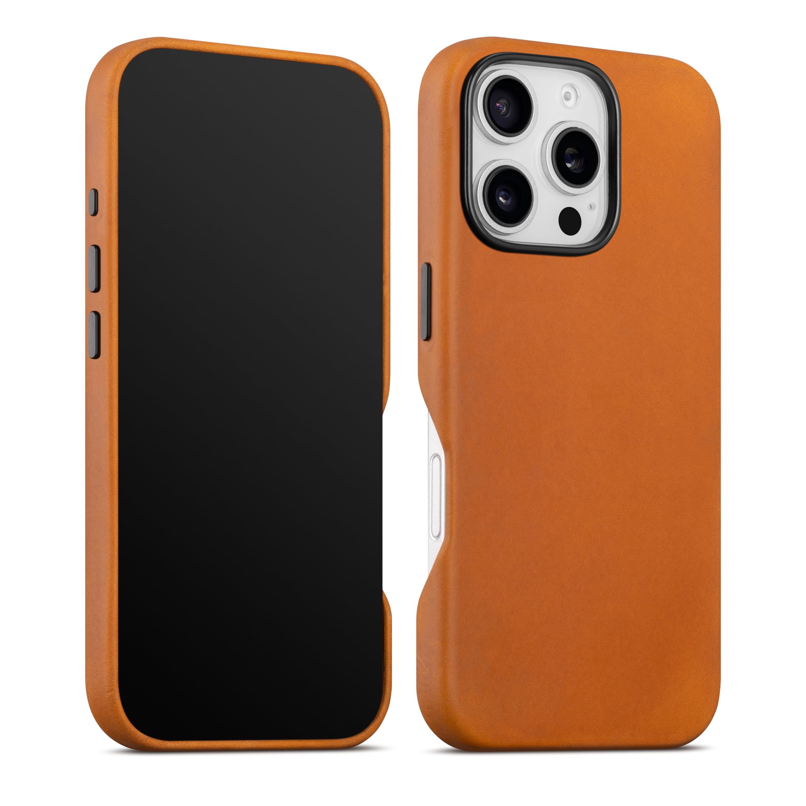 maogoam for iPhone 16 Pro Max Case Leather 6.9 inch, Compatible With MagSafe, Genuine Vintage Crazy Horse Leather, Metal Buttons & Camera Bump Frame, Indiana-Jones Style, Tan Brown