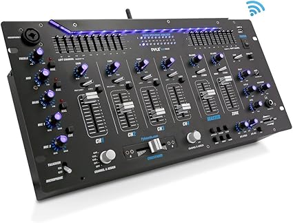 Amazon Com Pyle 6 Channel Mixer Bluetooth Dj Controller Stereo Mixer Professional Sound System Led Illumination Mixer Digital Audio Digital Mixing System Speed Control 5u Rack Mount System Pyd1964b Musical Instruments
