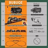 BUBUQE Remote Control Train Set with Steam Locomotive & Tracks view 4