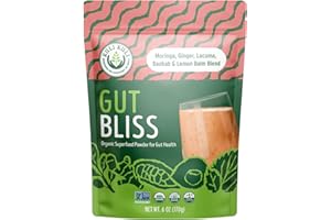 Kuli Kuli Gut Bliss Superfood Powder [6 oz] - Powerful Blend of Organic Moringa, Baobab, Lucuma, Ginger and Lemon Balm - Promote Digestion, Soothe The Stomach and Boost Gut Health