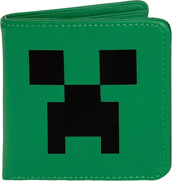 JINX Minecraft Creeper Face Faux Leather BiFold Wallet, Green, One