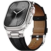 Rugged Leather Band Compatible with Apple Watch Ultra Band 49mm 46mm 45mm 44mm for Men,Vintage Genuine Leather Replacement Strap for iWatch Ultra 3 2 1,SE 3 2 1,series 11 10 9 8 7 6 5 4