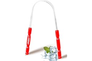 JAZZY SPORTS Jazzy Tongue Scraper for Adults & Kids- Stainless steel Tongue Cleaner for Oral Care & Hygiene tongue cleaner for men and women Tongue scrubber for reduce bad breath Tongue Cleaners (Red)