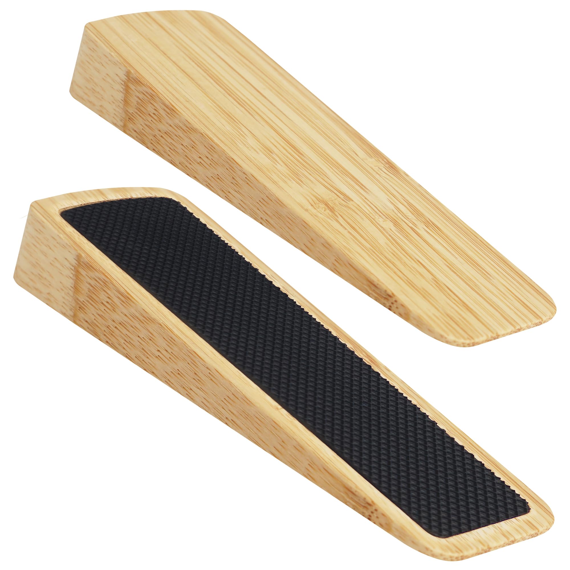 AFFIXERS Door Stop | Door Stoppers for Floor Anti-Skid, Durable, and Heavy Duty Rubber Door Stops | Ideal for All Types of Surfaces | Door Wedges Indoors (Wood, Pack of 2)
