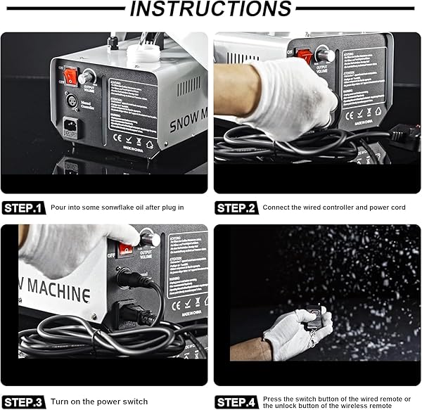 1000W SNOW MACHINE REMOTE & MANUAL CONTROL SNOWFLAKE MAKING ADJUSTABLE SNOWFLAKE SIZE SNOWMAKER PERFECT FOR CHRISTMAS,WEDDINGS AND THEATRICAL EFFECTS (GREY, 1)