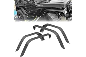 EYOUHZ for TJ LJ Flat Front & Rear Fender Flares 4 PCS Kit Compatible with 1997-2006 Jeep Wrangler TJ & 2004-2006 Jeep Wrangler LJ, Heavy Duty Steel Mud Guard Off-Road Wheel Fenders Combo