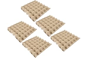 SUPVOX Reusable Paper Pulp Egg Carton Tray: 5-Pack Beige Egg Flats Protective Case - Stackable Organizer for Kitchen Fridge S