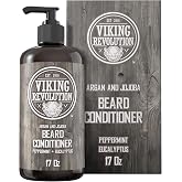 Viking Revolution Beard Conditioner - Peppermint &amp; Eucalyptus - 17 oz | Deep Conditioning Formula - Enriched with Argan &amp; Jojoba Oils - Softens Coarse Whiskers &amp; Relieves Dry, Itchy Skin Below