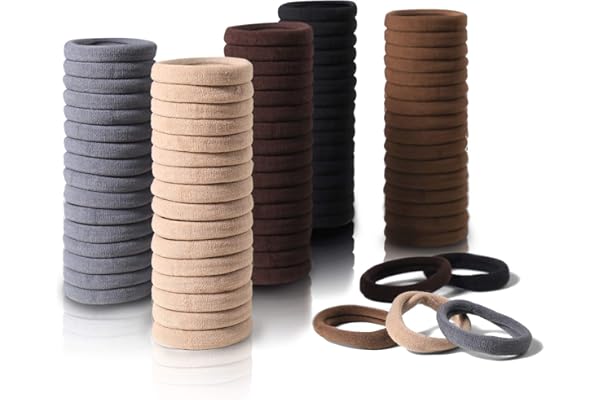 100 Pcs Thick Seamless Brown Hair Ties, Ponytail Holders Hair Accessories No Damage for Thick Hair (Natural Colors)
