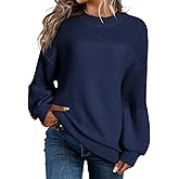 Dokotoo Women's Casual Long Sleeve Sweaters Loose Crewneck Knit Solid Pullover Sweater Jumper Tops